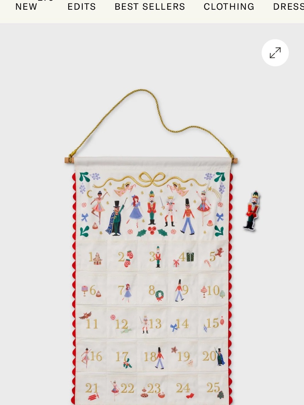 Rifle Paper Co. Embroidered Holiday Nutcracker Advent Calendar - Picture 2 of 10